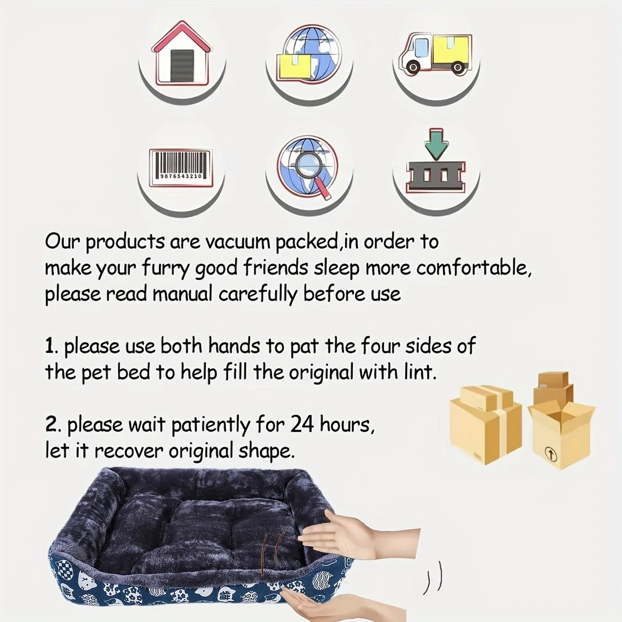 Pawland™ Soft Rectange Plush Pet Bed for Dogs