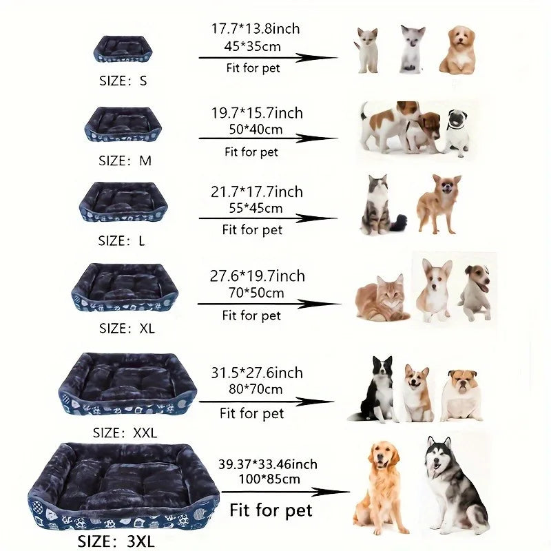 Pawland™ Soft Rectange Plush Pet Bed for Dogs